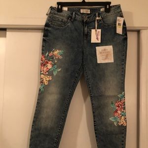 Jessica Simpson skinny jeans with painted flowers